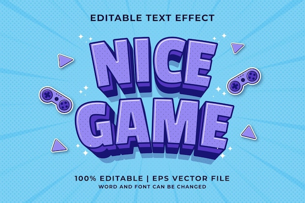 Bewerkbaar teksteffect - Nice Game Cartoon-sjabloonstijl premium vector