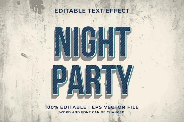 Bewerkbaar teksteffect - night party-sjabloon retro-stijl premium vector