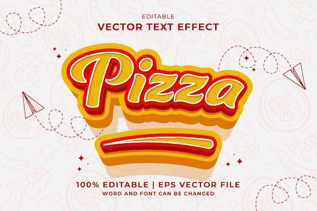Bewerkbaar teksteffect Pizza 3d cartoon sjabloon stijl premium vector