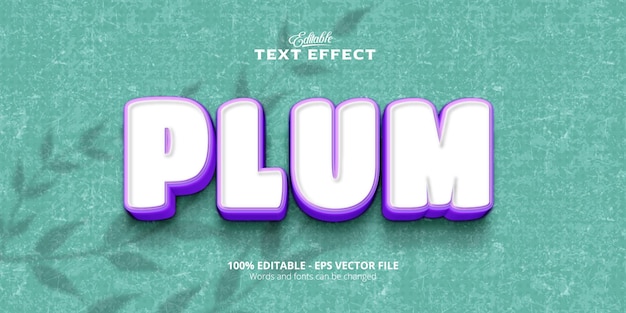 Bewerkbaar teksteffect, plum-tekst