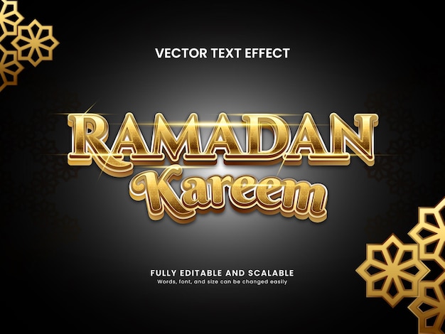 Bewerkbaar teksteffect Ramadan Kareem gouden stijl Vector