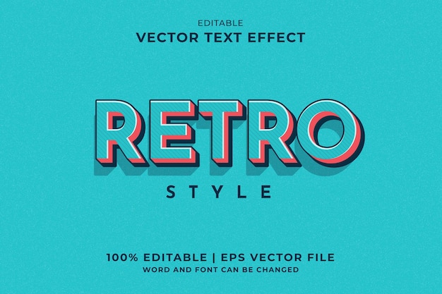 Bewerkbaar teksteffect Retro 3d-sjabloonstijl premium vector