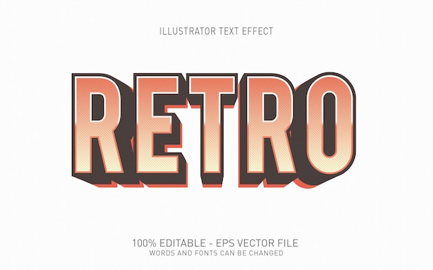 Bewerkbaar teksteffect, retro-stijl illustraties