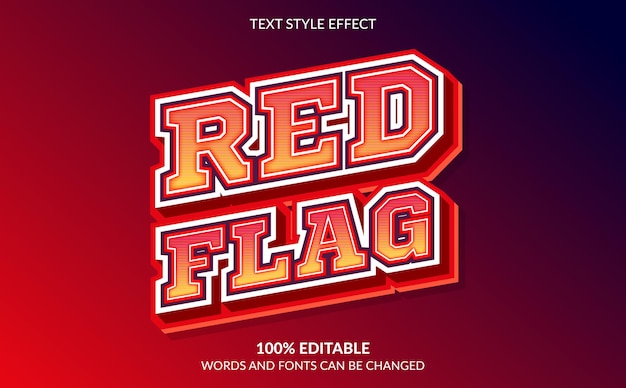 Bewerkbaar teksteffect, rode vlag-tekststijl