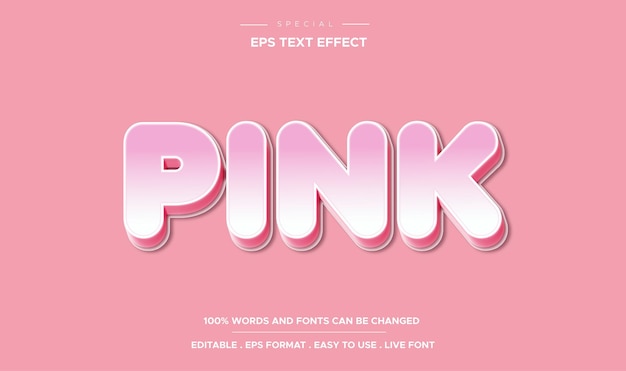 Bewerkbaar teksteffect Roze stijl 3d