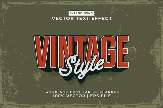 Vector bewerkbaar teksteffect vintage 3d-sjabloonstijl premium vector