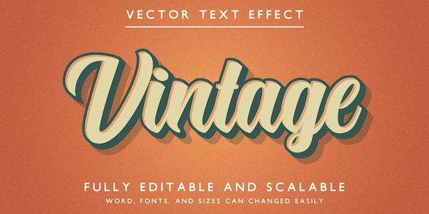 Vector bewerkbaar teksteffect vintage sjabloon