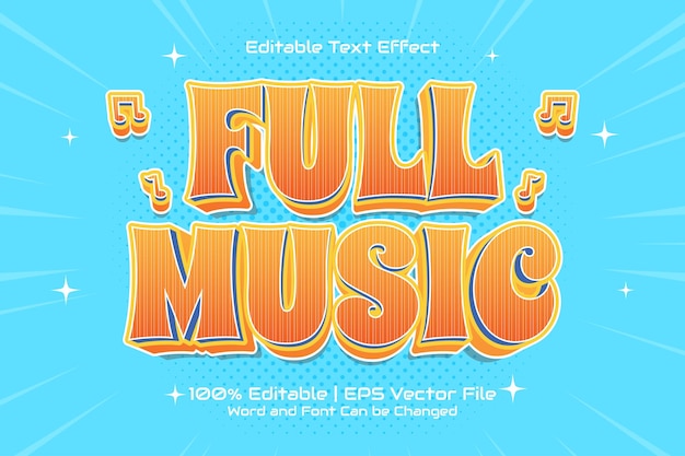 Bewerkbaar teksteffect Volledige muziek 3D Platte cartoonstijl