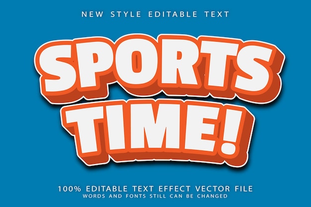Bewerkbaar teksteffect voor sporttijd in reliëf in moderne stijl