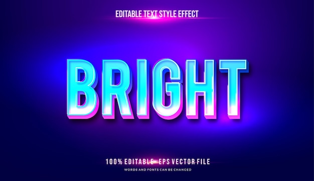 bewerkbaar tekststijleffect glanzend thema felle kleur vector illustratie sjabloon