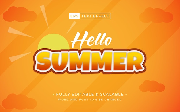 Bewerkbaar tekststijleffect Hallo zomer tekststijl 3D-thema