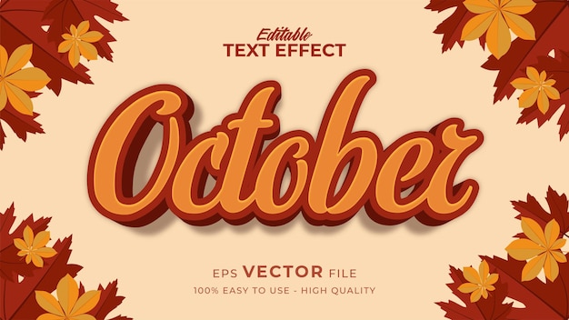 Bewerkbaar tekststijleffect - herfsttekst met afbeelding van esdoornbladeren