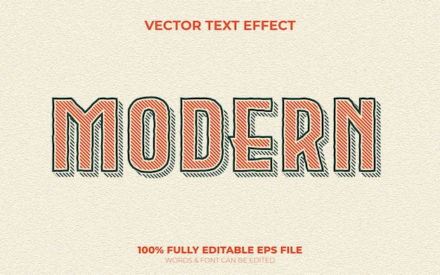 Bewerkbaar vectorteksteffect Vintage Klassiek Modern teksteffect met lijntextuur