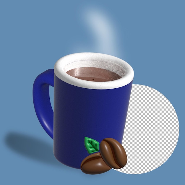 Vector bewerkbare 3d blauwe kop koffie