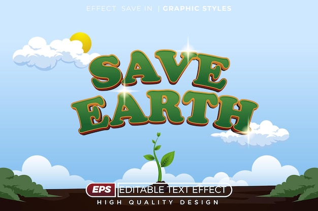 Bewerkbare 3D-teksteffect Save Earth