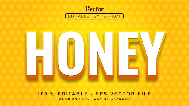 Bewerkbare 3d-teksteffect witte honingstijl geïsoleerd op oranje achtergrond