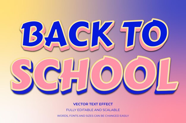 Bewerkbare Back to school 3D tekst-effect comic lettertype stijl