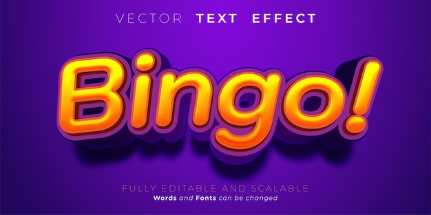 Vector bewerkbare bingo met teksteffect met letters in 3d-stijl