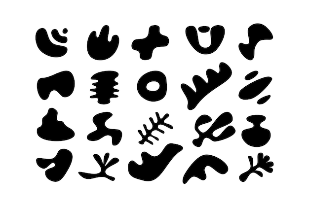 Bewerkbare collectie van abstracte vectorvormen in solide stijl klaar om te gebruiken als DIY grafische ontwerpkit
