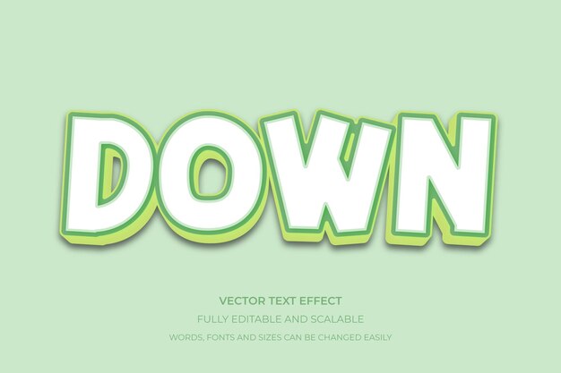 Bewerkbare Down 3D tekst-effect comic lettertype stijl