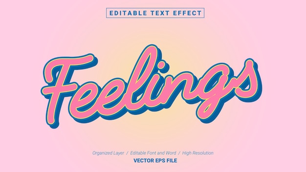 Bewerkbare gevoelens lettertype. Typografie sjabloon teksteffectstijl. Belettering Vector Illustratie Logo.