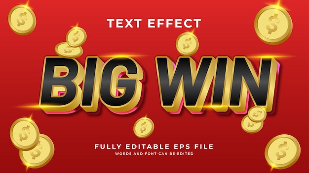 Bewerkbare grote winst gouden slots casino tekst effect en vegas stijl