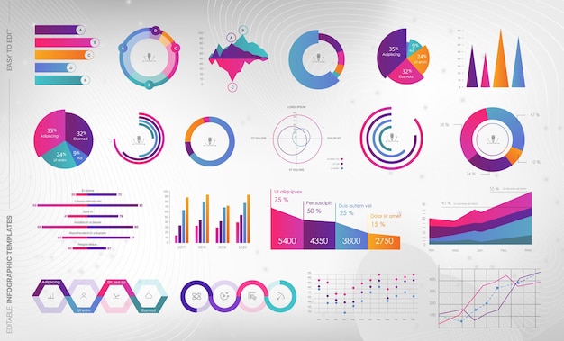 Vector bewerkbare infographic-sjablonen. gebruik in bedrijfsrapport, marketing, jaarverslag.