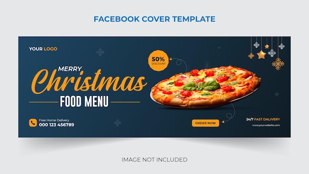 Vector bewerkbare kerstmenu banner facebook voorbladsjabloon voor promotie
