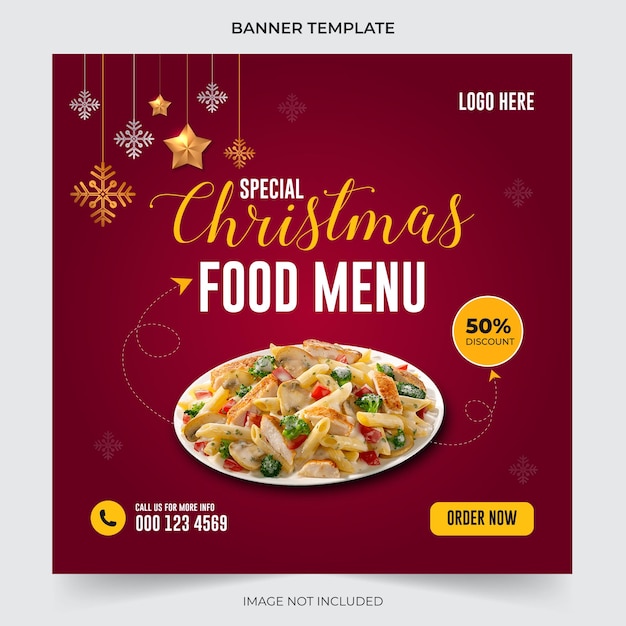 Bewerkbare kerstmenu banner social media postsjabloon voor promotie