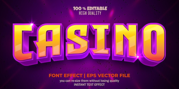 Bewerkbare lettertype-effect casino tekststijl