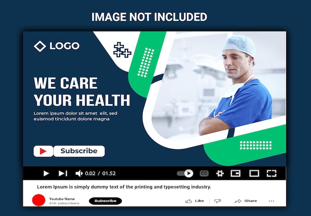Vector bewerkbare medische gezondheidszorgdiensten bieden youtube-thumbnail en webbanner