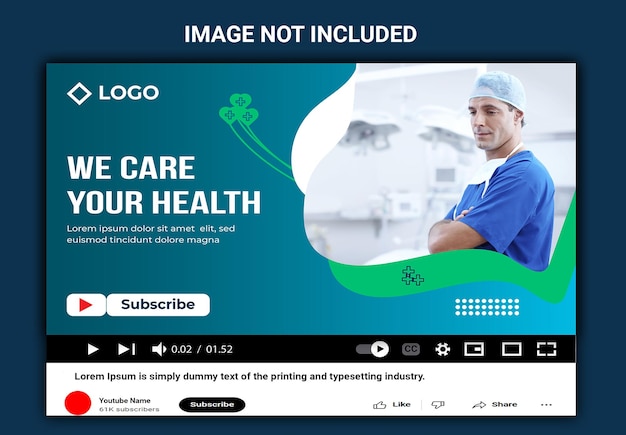 Vector bewerkbare medische gezondheidszorgdiensten bieden youtube-thumbnail en webbanner