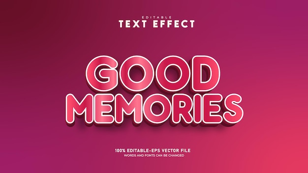 Bewerkbare minimale goede herinneringen 3d-teksteffectsjabloon