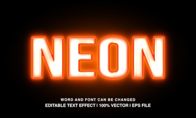 bewerkbare neon licht lettertype tekst effect oranje 2