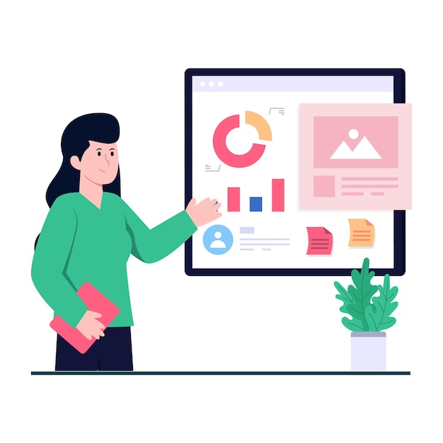 Bewerkbare ontwerpillustratie van webgegevensanalyse