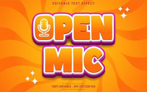 Bewerkbare Open Mic Stand Up Comedy Teksteffect