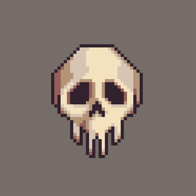 Bewerkbare pixel art menselijke schedel illustratie vector voor game-ontwikkeling spel activa poster