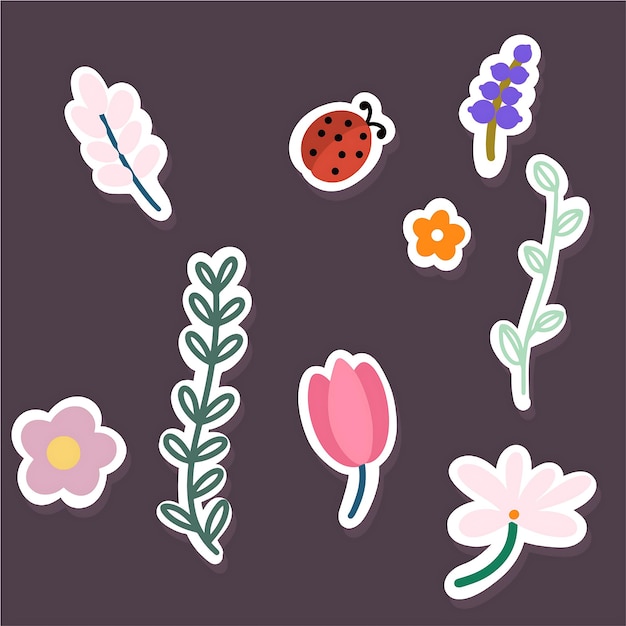 Bewerkbare png-bestanden met meerdere planten en bloemenstickers