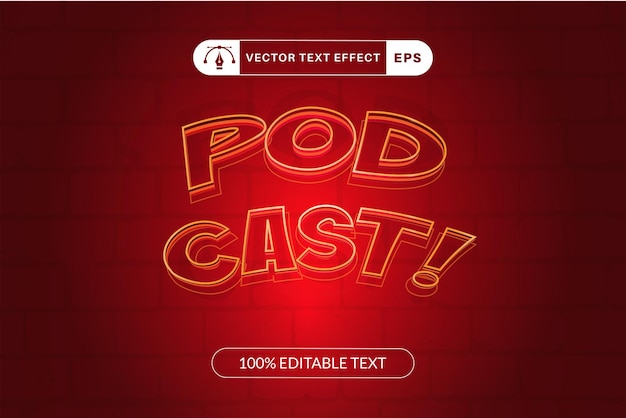 Bewerkbare podcast tekst effect lettertype stijl