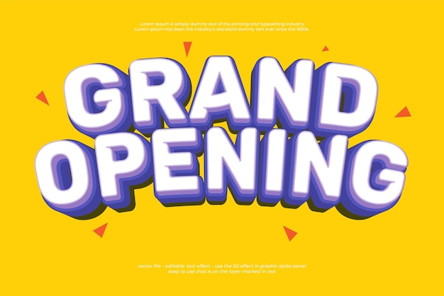 Bewerkbare promotie 3D tekst effect sjabloon voor de opening