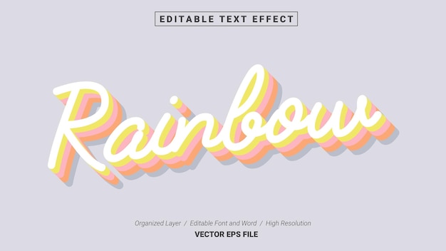 Bewerkbare regenboog lettertype. Typografie sjabloon teksteffectstijl. Belettering Vector Illustratie Logo.