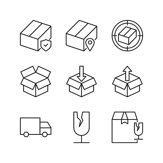 Bewerkbare Set Icoon van Box Delivery Vector illustratie geïsoleerd op witte achtergrond gebruikt voor Presentatie website of mobiele app