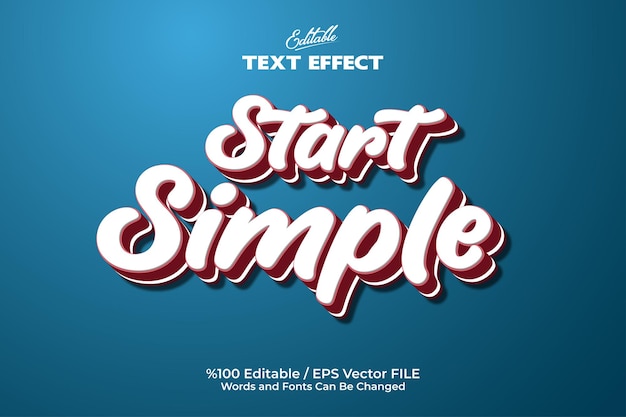 Bewerkbare start Eenvoudig teksteffect geschreven op een blauwe achtergrond