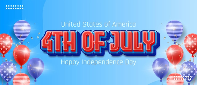 Bewerkbare tekst 4 juli onafhankelijkheidsdag met ballonnen achtergrond