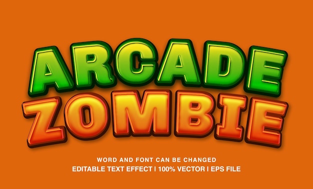 Vector bewerkbare tekst-effect arcade zombie