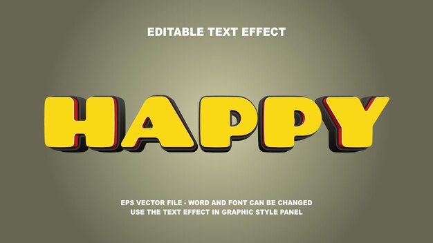 Bewerkbare tekst-effect Happy 3D vector sjabloon