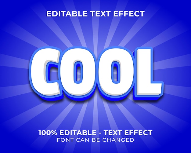 Bewerkbare tekst-effect koel 3D-tekst-effect met blauwe achtergrond