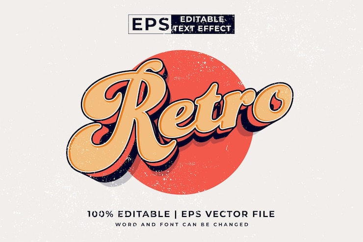 Vector bewerkbare tekst-effect retro 3d cartoon stijl premium vector
