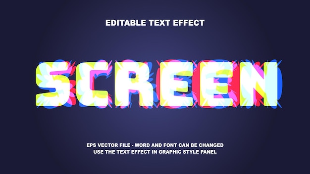 Bewerkbare tekst-effect scherm 3D vector sjabloon