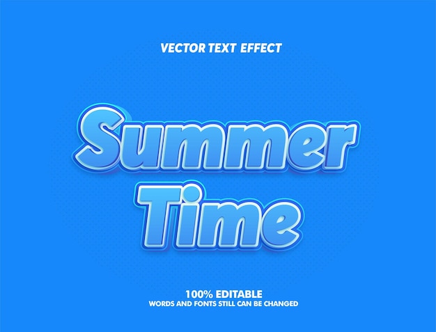 Bewerkbare tekst-effect Summer Time 3d cartoon sjabloon stijl premium vector